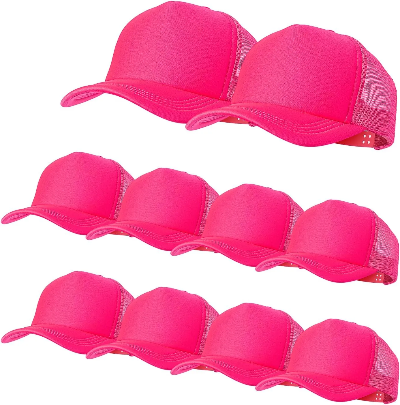 10 Pack of Blank Trucker Hat Bulk Mesh Cap Men and Women Baseball Cap DIY Graffiti Hot Stamping Duck Tongue Cap