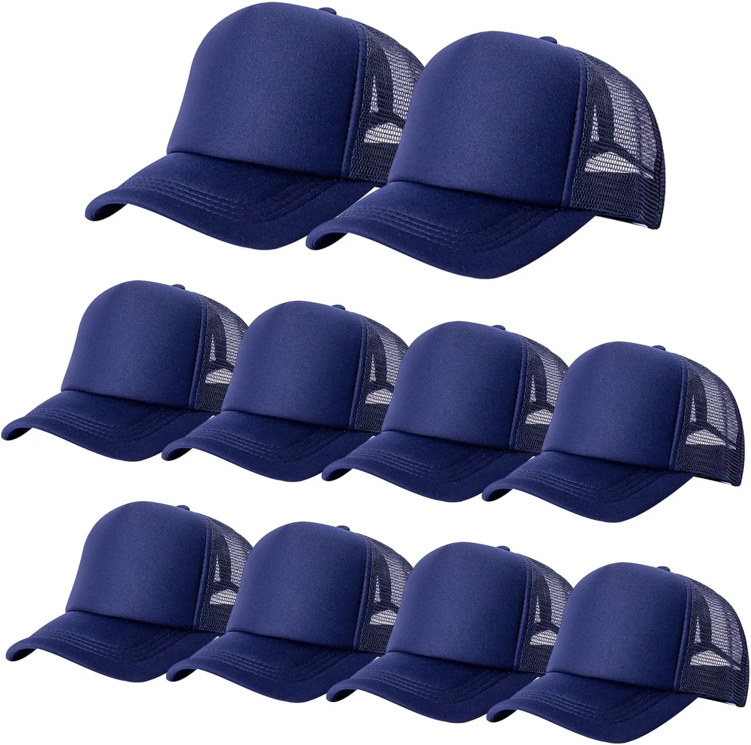 10 Pack of Blank Trucker Hat Bulk Mesh Cap Men and Women Baseball Cap DIY Graffiti Hot Stamping Duck Tongue Cap