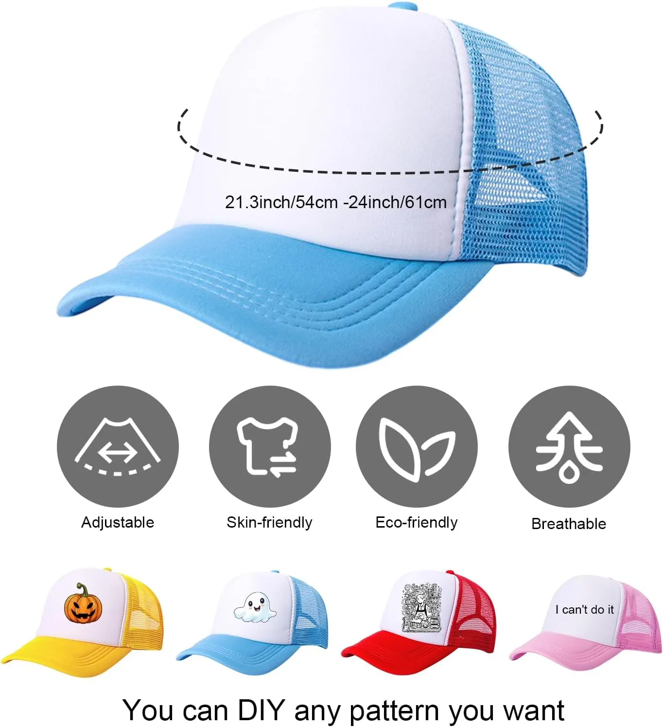 10 Pack of Blank Trucker Hat Bulk Mesh Cap Men and Women Baseball Cap DIY Graffiti Hot Stamping Duck Tongue Cap