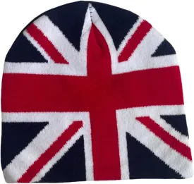 BAIMORE UK English Union Jack Flag Knitted Hat Skull Cap Winter Warm Acrylic Wool Beanie for Men Women