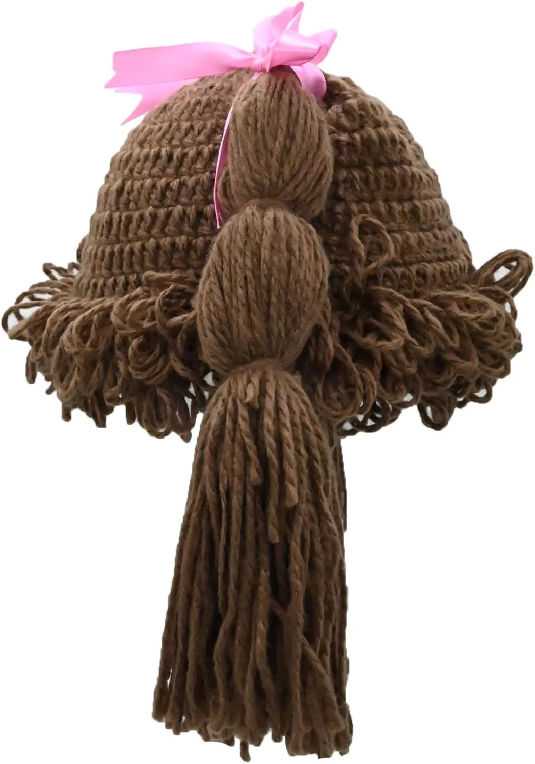 BIBITIME Knitted Pigtail Wig Beanie Handmade Women Girl's Braid Hat Bowknot Cap