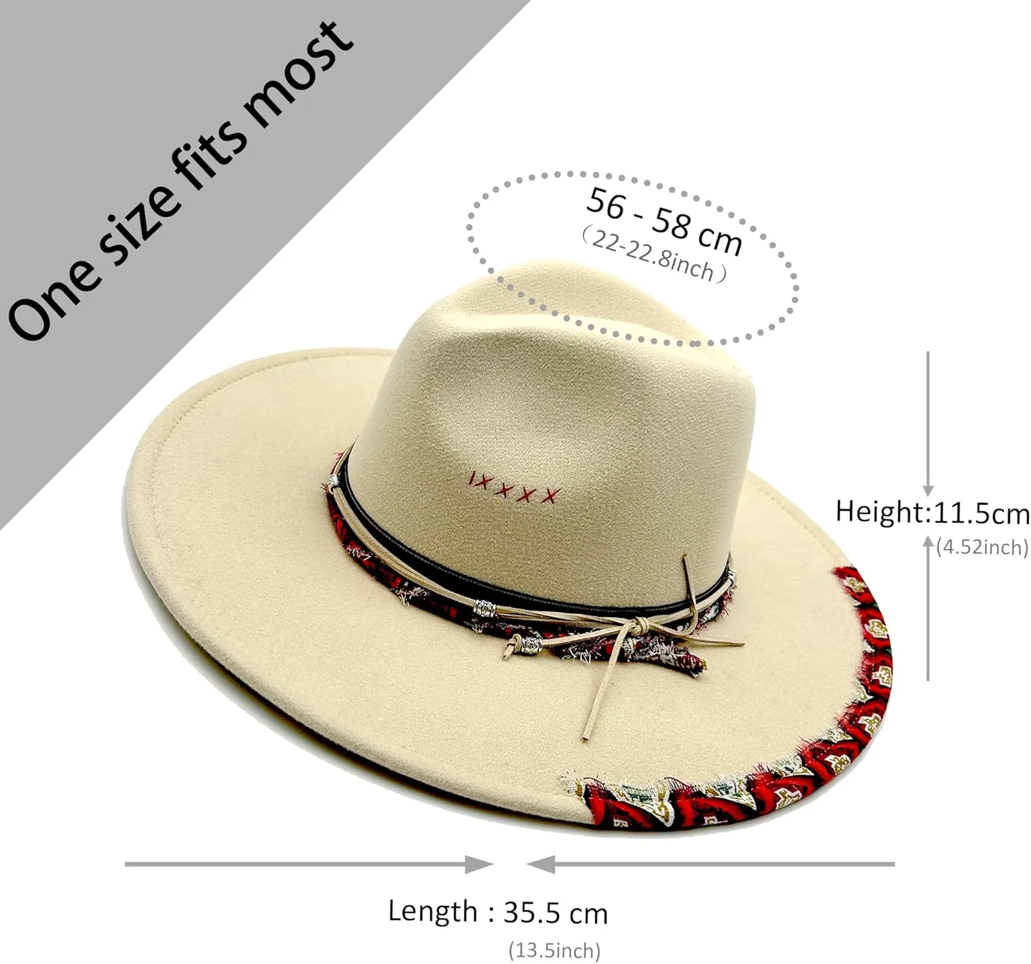 Big Wide Brim Fedora Hat for Women Man Felt Panama Hat with Band Western Outdoor hat
