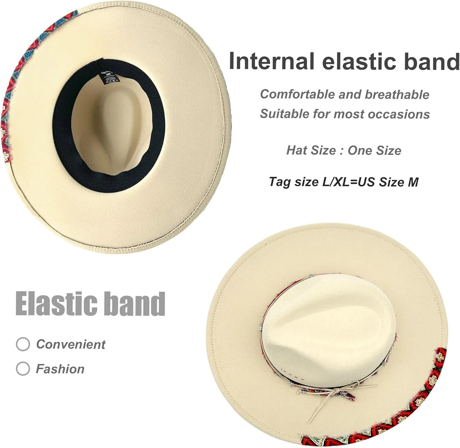 Big Wide Brim Fedora Hat for Women Man Felt Panama Hat with Band Western Outdoor hat