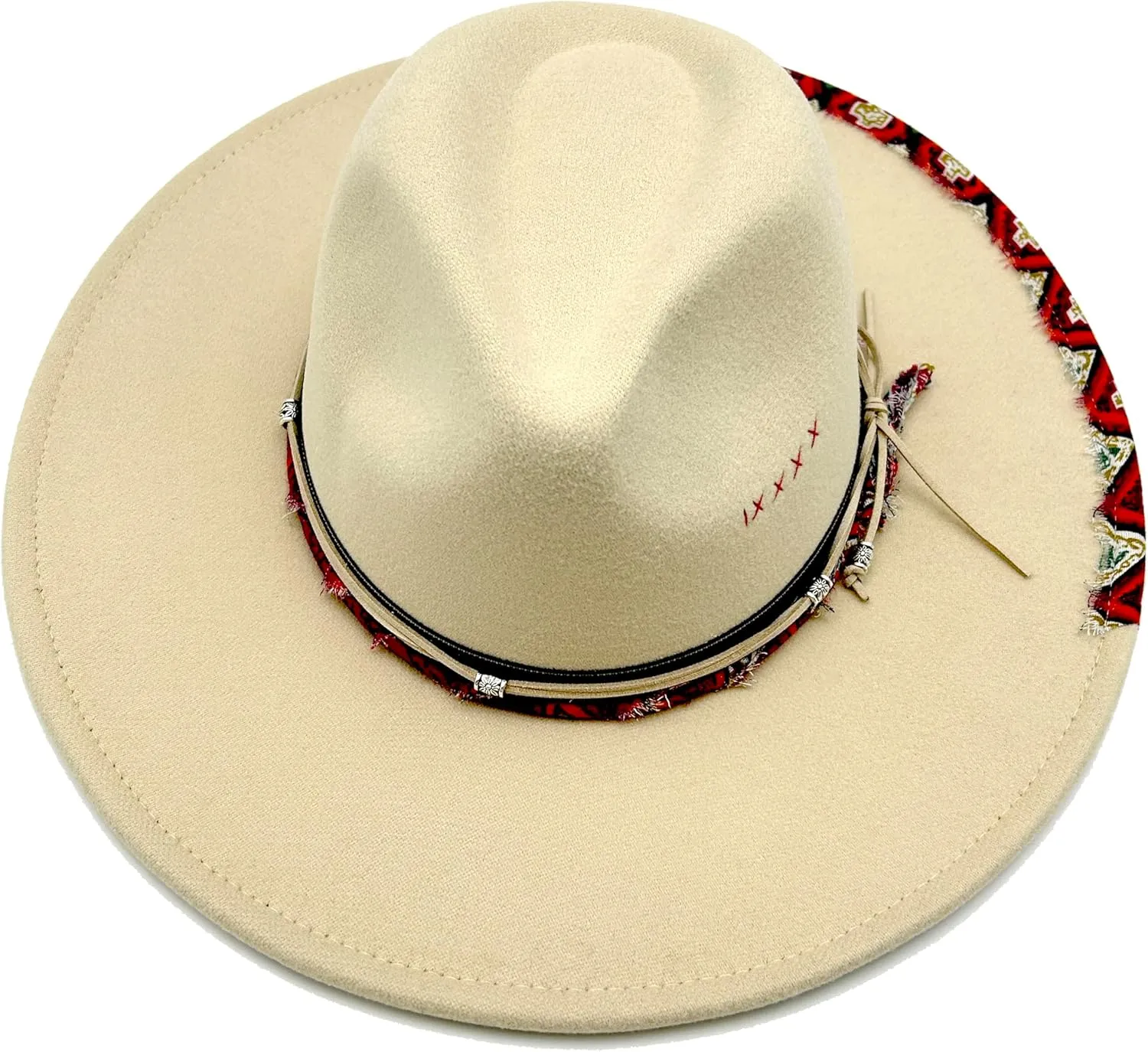 Big Wide Brim Fedora Hat for Women Man Felt Panama Hat with Band Western Outdoor hat