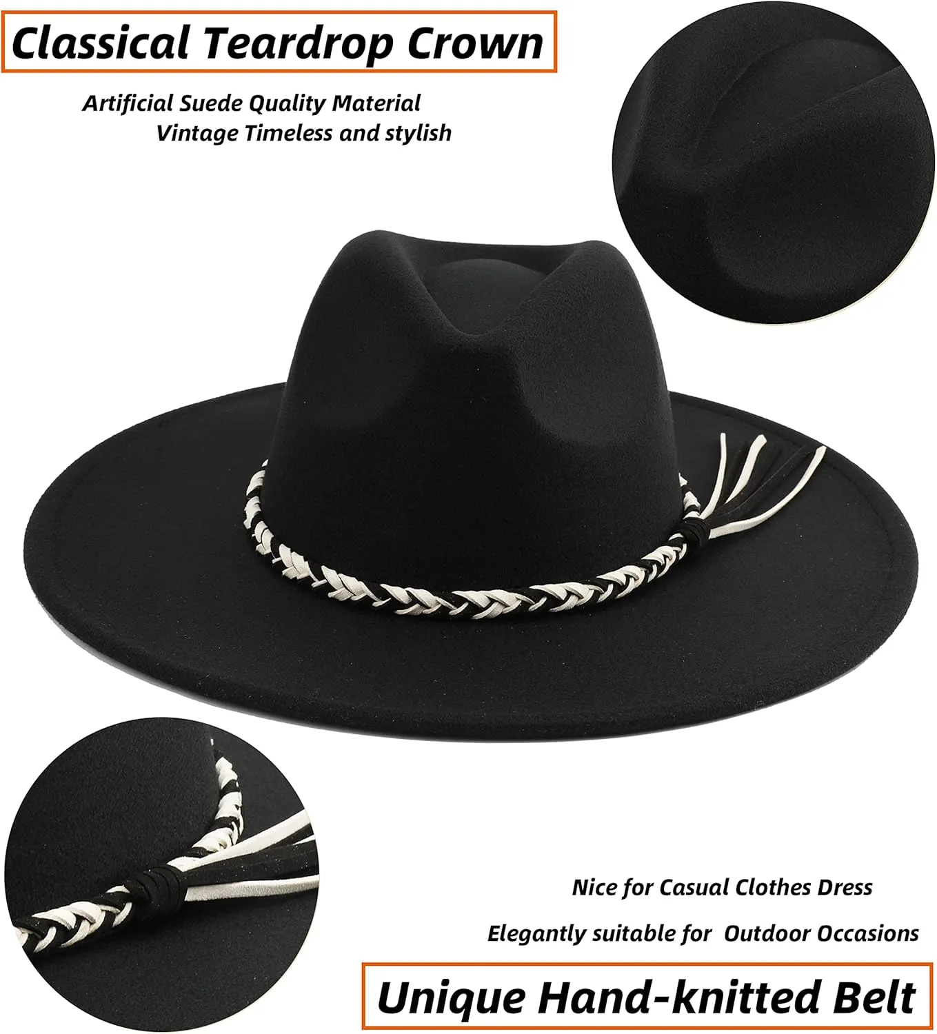 Big Wide Brim Women Fedora Hat