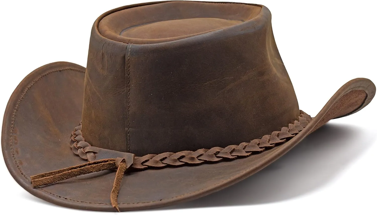 Block Grain Leather Cowboy Hat for Men Women Shape able into Out Back hat Durable Leather Hats for Men | Western hat