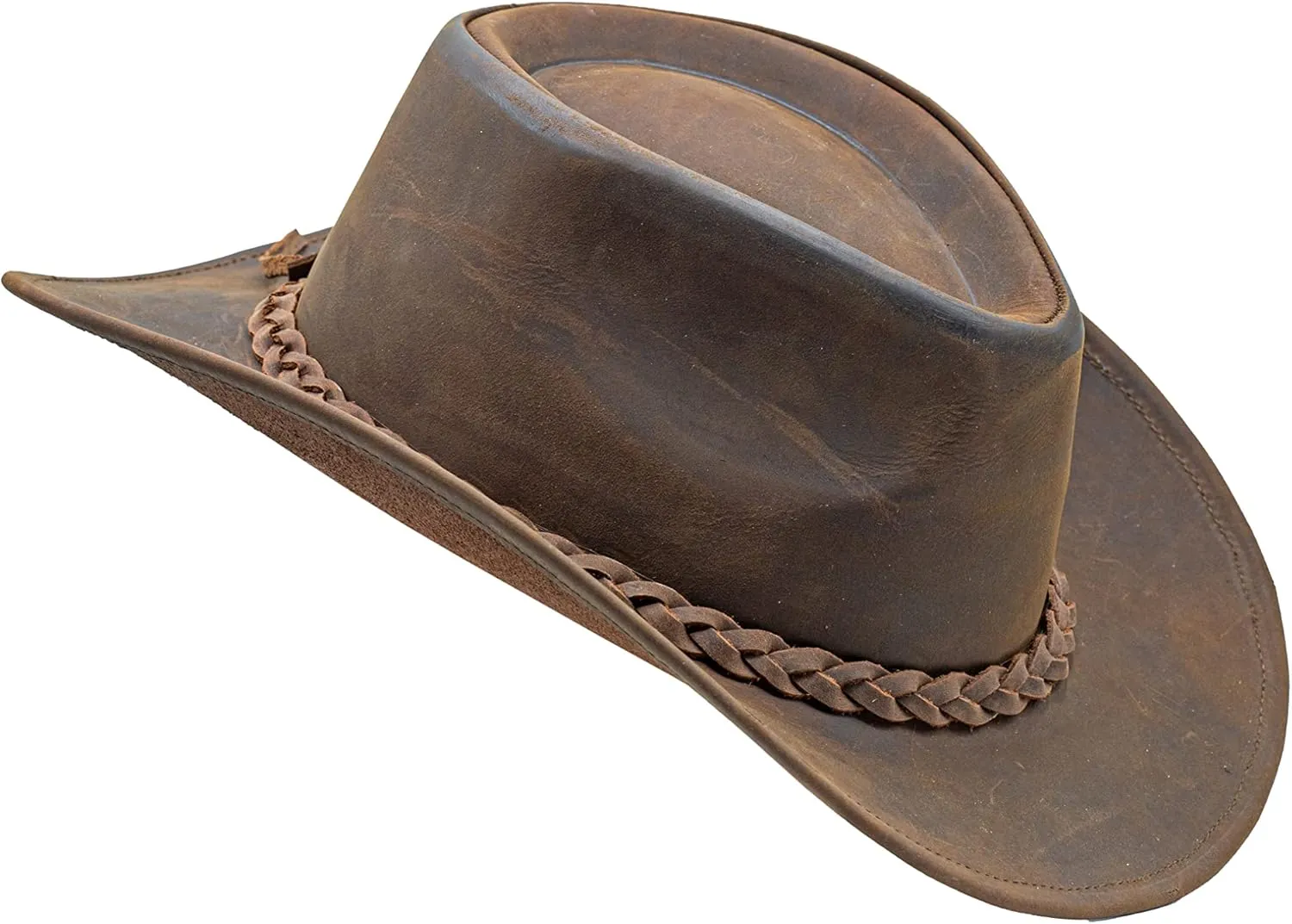 Block Grain Leather Cowboy Hat for Men Women Shape able into Out Back hat Durable Leather Hats for Men | Western hat