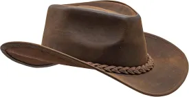 Block Grain Leather Cowboy Hat for Men Women Shape able into Out Back hat Durable Leather Hats for Men | Western hat