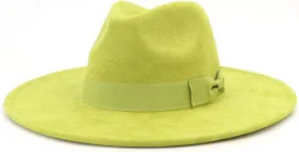 Bow Accessories Suede Top Hat Women Men Big Flat Brim Jazz Fedora Hats