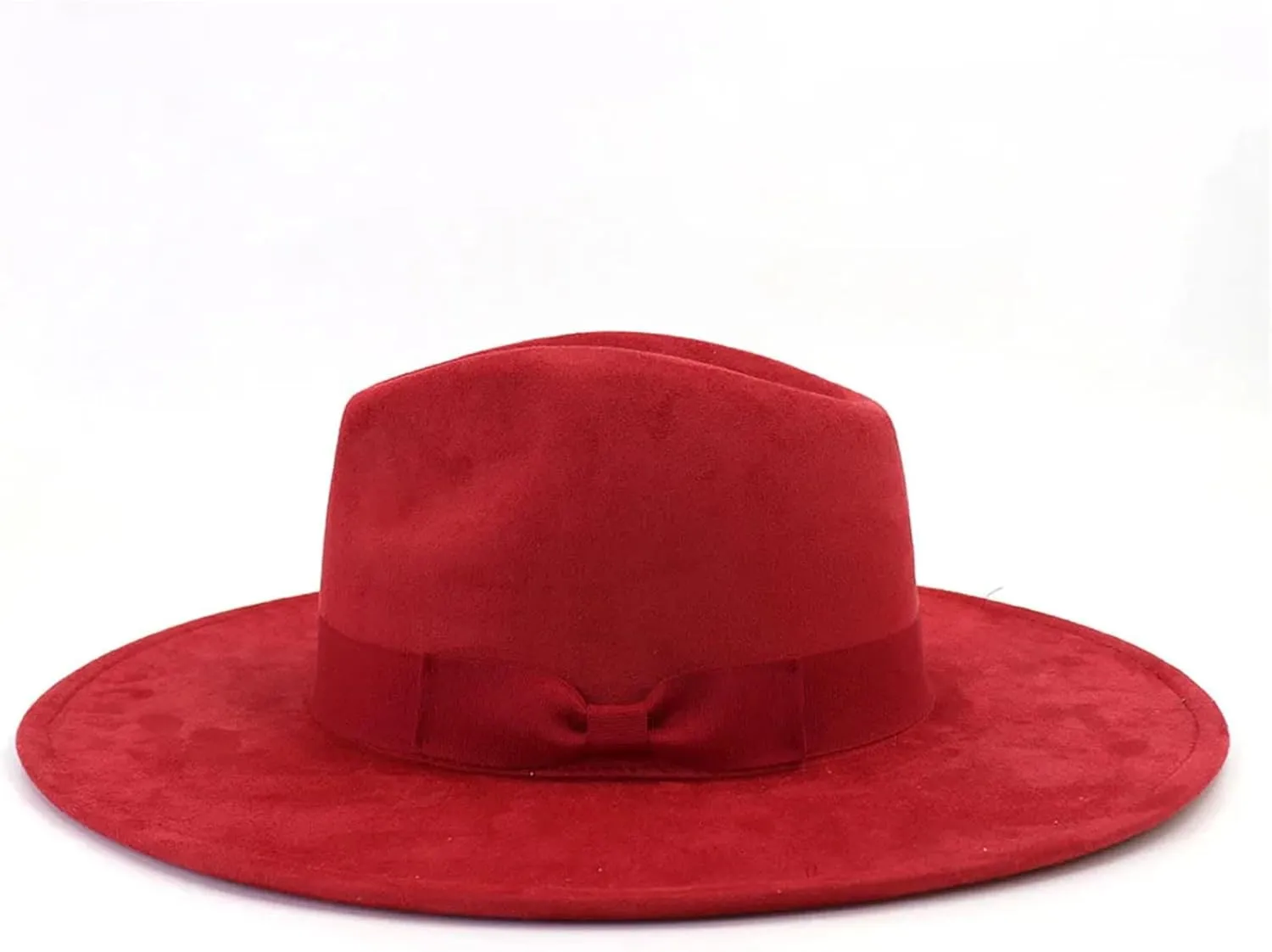 Bow Accessories Suede Top Hat Women Men Big Flat Brim Jazz Fedora Hats