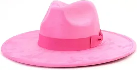Bow Accessories Suede Top Hat Women Men Big Flat Brim Jazz Fedora Hats