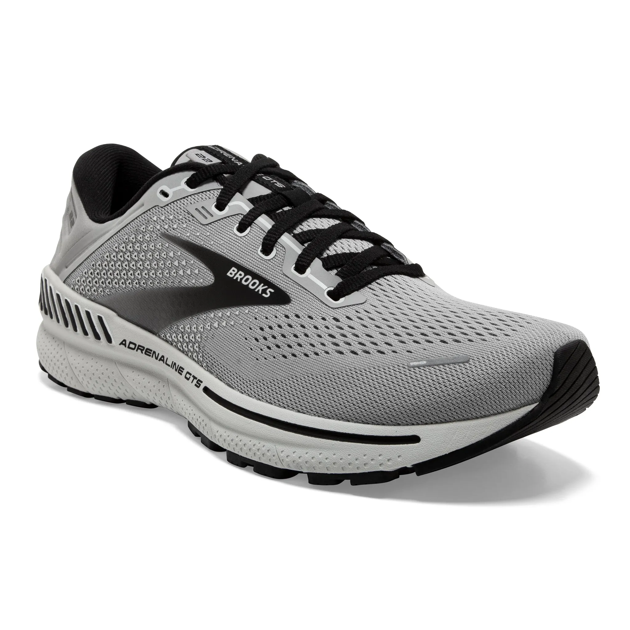 Mens Brooks Adrenaline GTS 22 Running Shoes with Alloy/Grey/Black Cushion Support