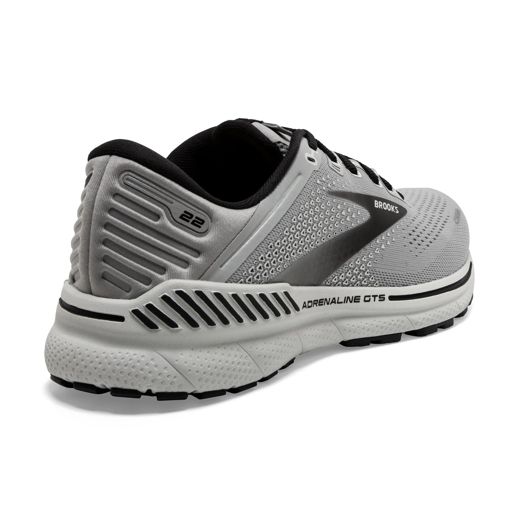 Mens Brooks Adrenaline GTS 22 Running Shoes with Alloy/Grey/Black Cushion Support