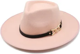 Classic Big Brim Woolen Hat Autumn and Winter Gentleman's Hat Men's and Women's Hats Brimmed Felt Hat Fengyan Cowboy Hats (Color : Rose Red, Size : 56-58cm)