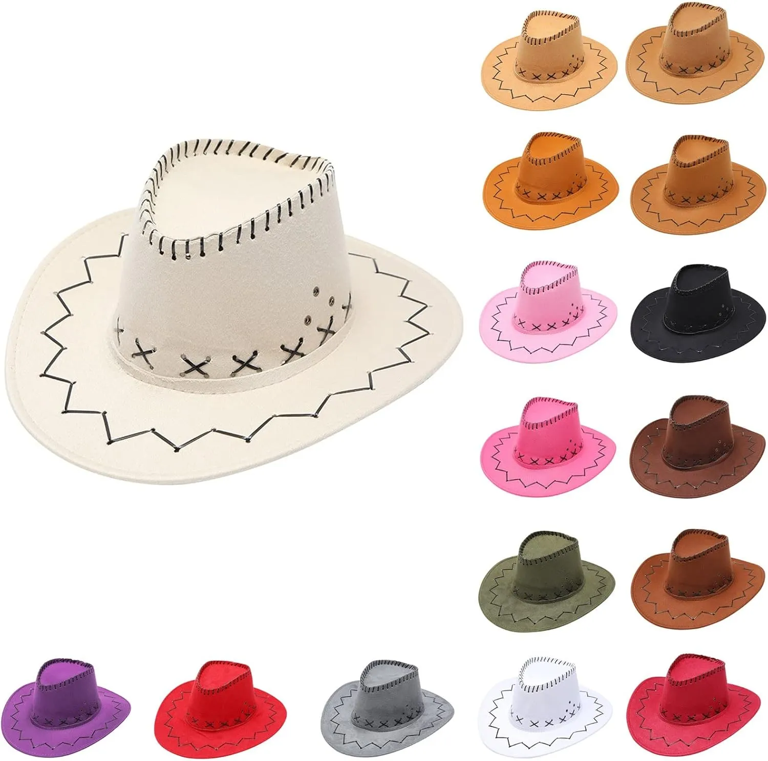 Classic Straw Western Cowboy Hat for Women and Men Wide Brim Roll Up Fedora Hat Felt Cowboy Cowgirl Hat Fit