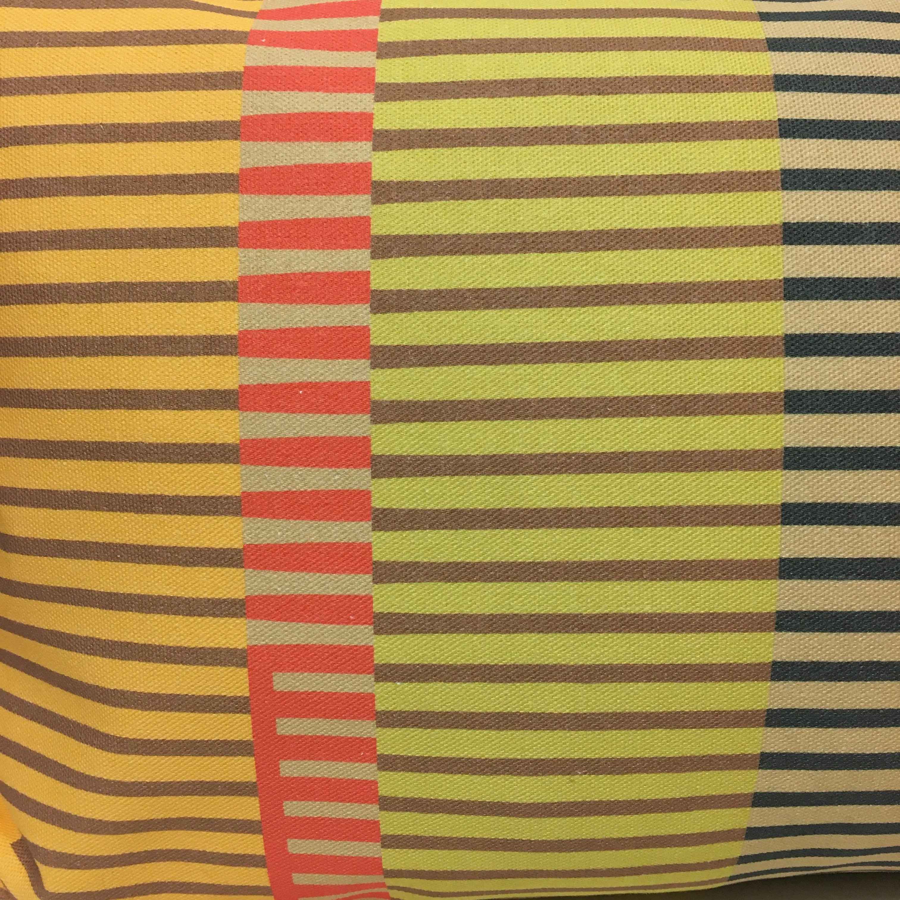 Combed Stripe Cushion - Vanilla, Straw   Charcoal