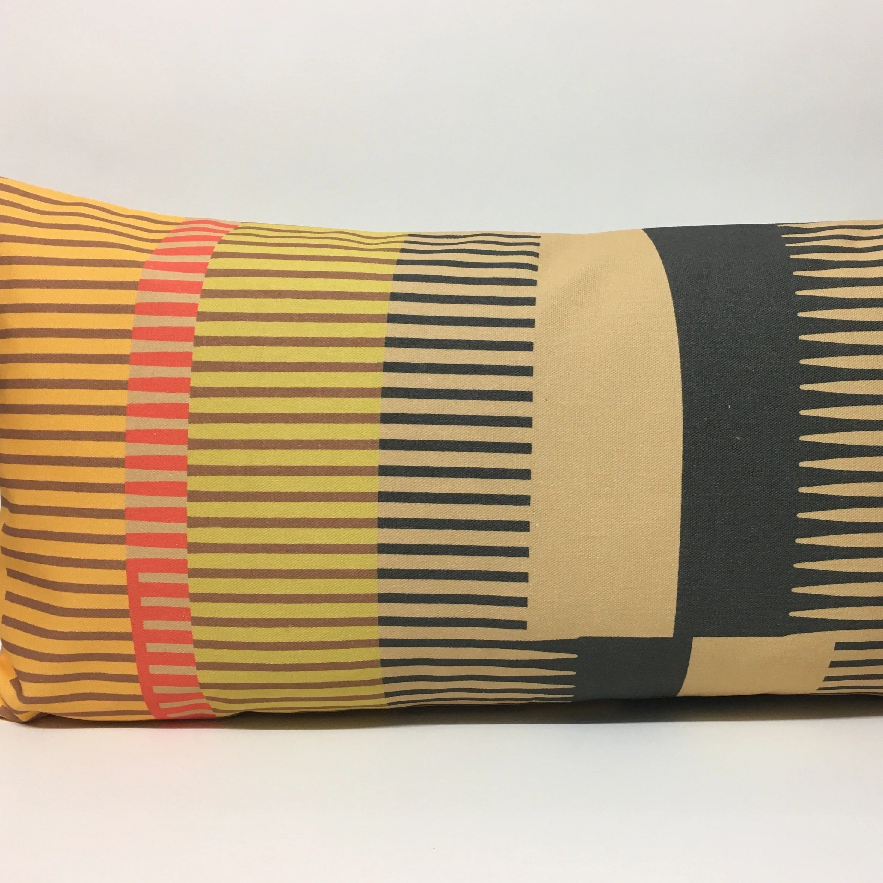 Combed Stripe Cushion - Vanilla, Straw   Charcoal
