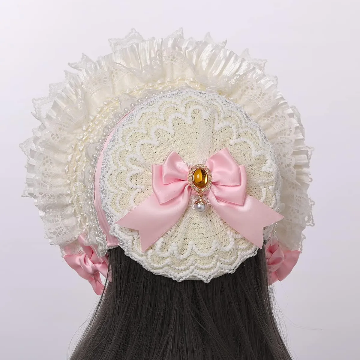 COSDREAMER Girls Women Victorian Bonnets Lace Flowers Tea Party Hats
