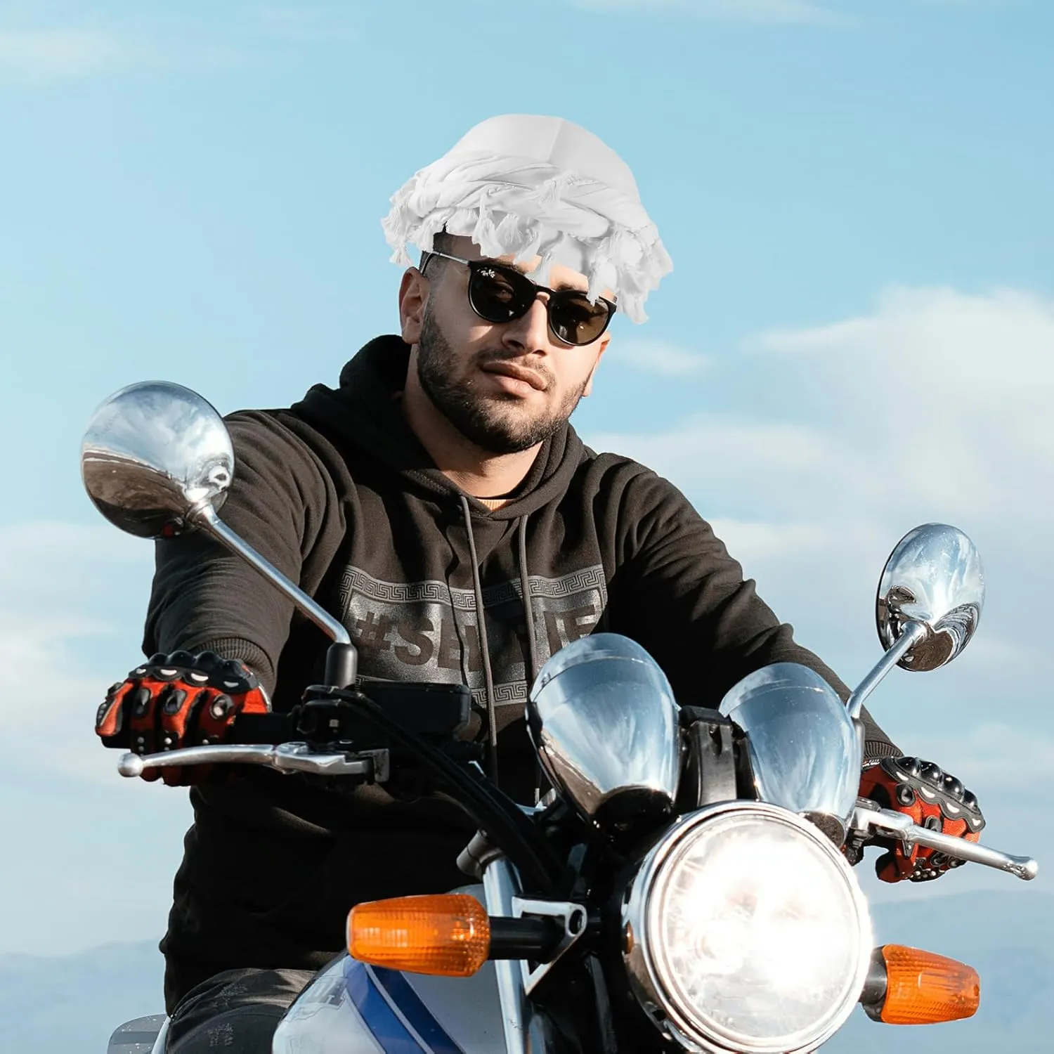 Cotton Durag Satin Lined Halo Turban Wraps, Unique Design Turban for Men & Women, Tassel Beanie for Causal Life