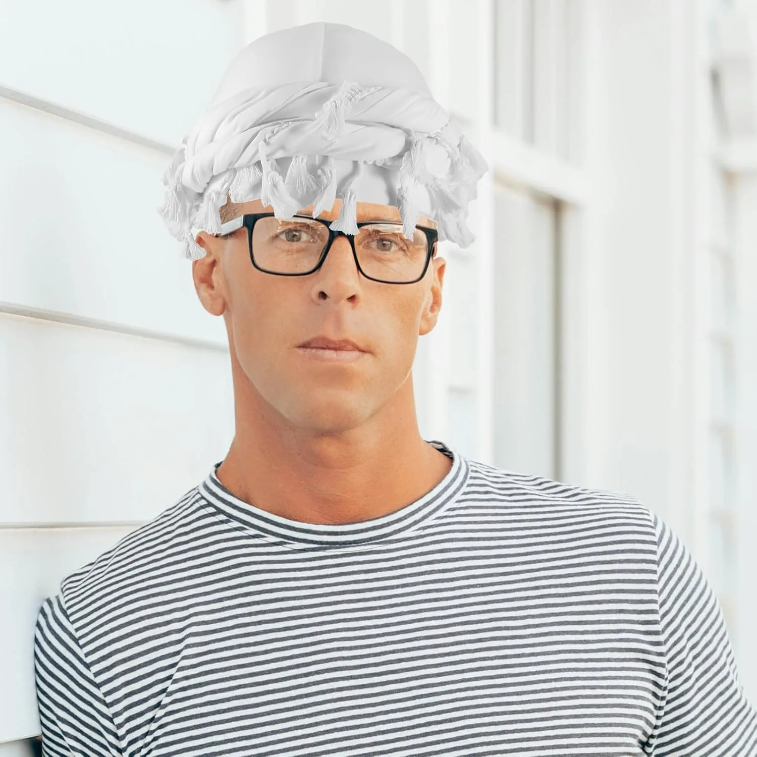 Cotton Durag Satin Lined Halo Turban Wraps, Unique Design Turban for Men & Women, Tassel Beanie for Causal Life