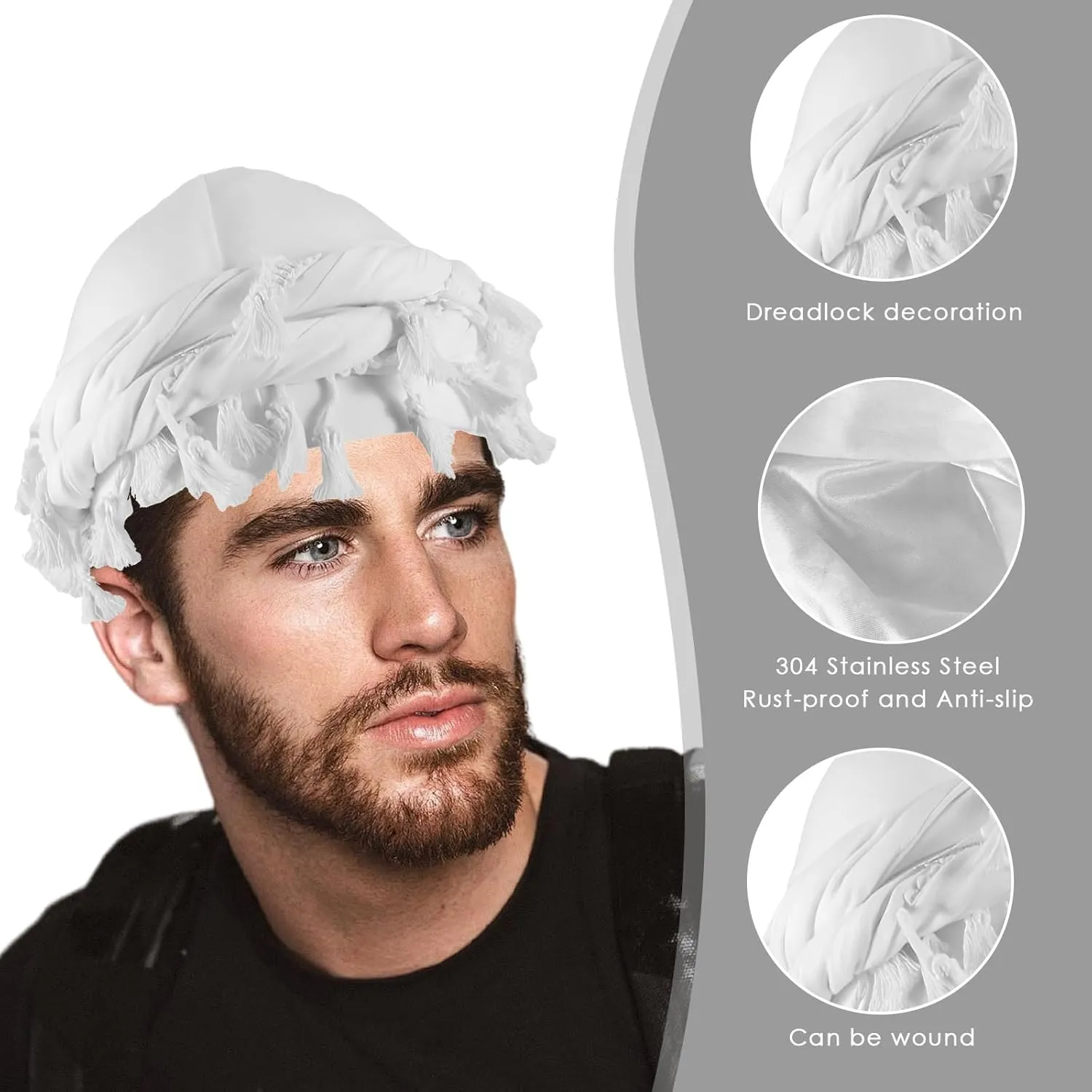 Cotton Durag Satin Lined Halo Turban Wraps, Unique Design Turban for Men & Women, Tassel Beanie for Causal Life