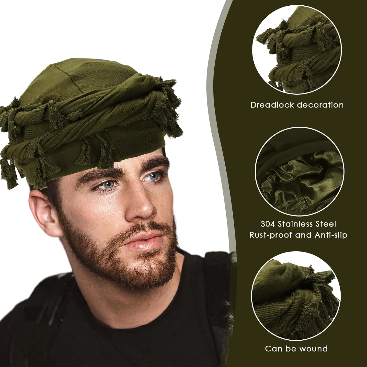 Cotton Durag Satin Lined Halo Turban Wraps, Unique Design Turban for Men & Women, Tassel Beanie for Causal Life