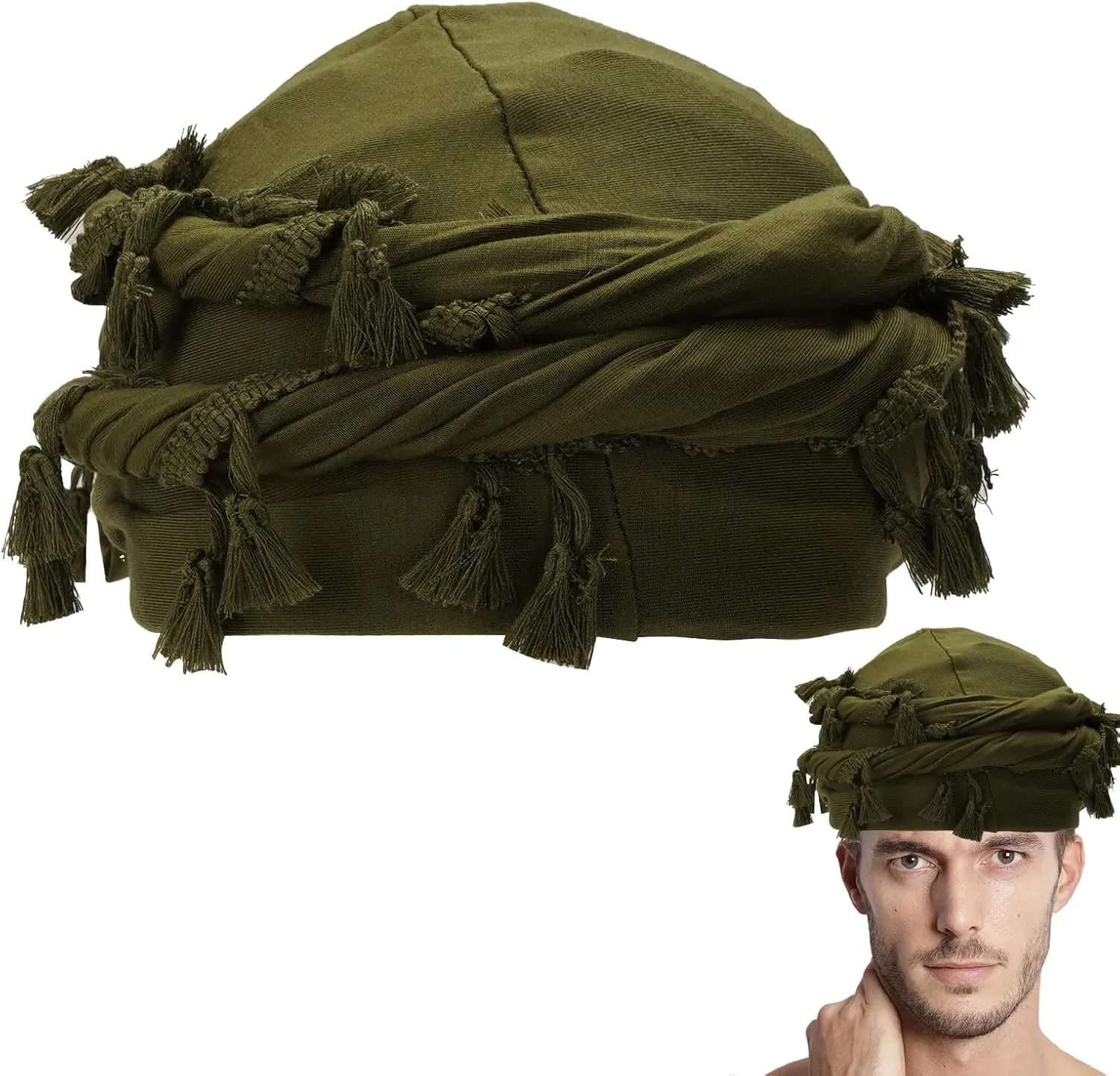 Cotton Durag Satin Lined Halo Turban Wraps, Unique Design Turban for Men & Women, Tassel Beanie for Causal Life