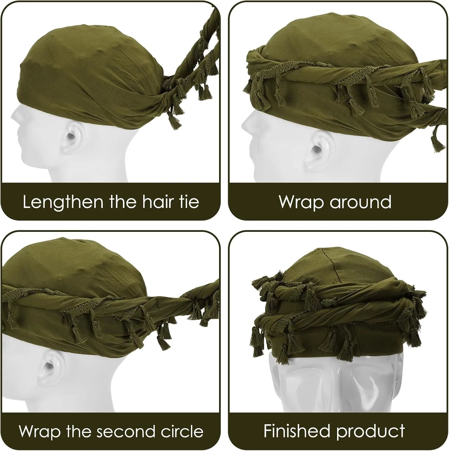 Cotton Durag Satin Lined Halo Turban Wraps, Unique Design Turban for Men & Women, Tassel Beanie for Causal Life