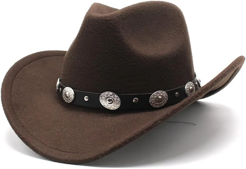Cowboy Hat for Men Woolen Felt Wide Brim Fedoras Cowgirl Hats British Style Church Women Hat