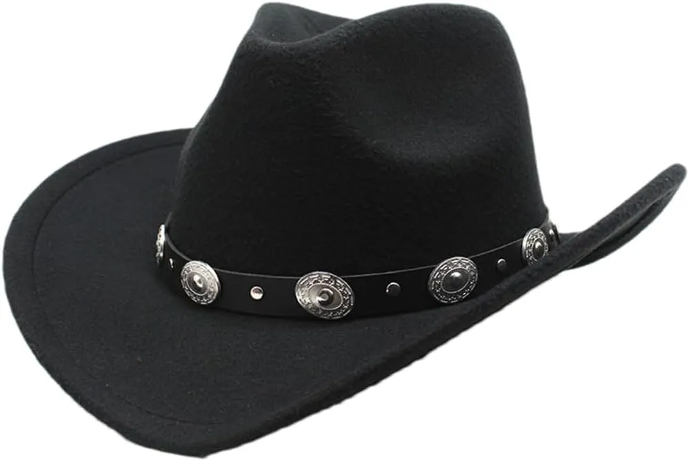 Cowboy Hat for Men Woolen Felt Wide Brim Fedoras Cowgirl Hats British Style Church Women Hat