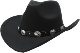 Cowboy Hat for Men Woolen Felt Wide Brim Fedoras Cowgirl Hats British Style Church Women Hat