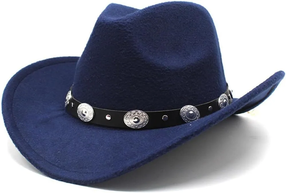 Cowboy Hat for Men Woolen Felt Wide Brim Fedoras Cowgirl Hats British Style Church Women Hat