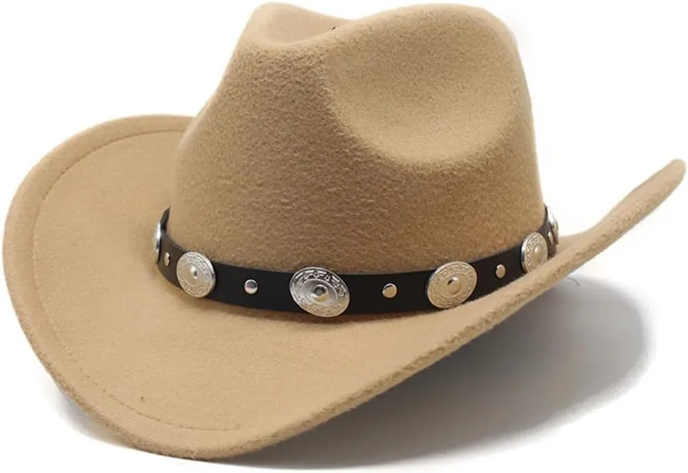 Cowboy Hat for Men Woolen Felt Wide Brim Fedoras Cowgirl Hats British Style Church Women Hat