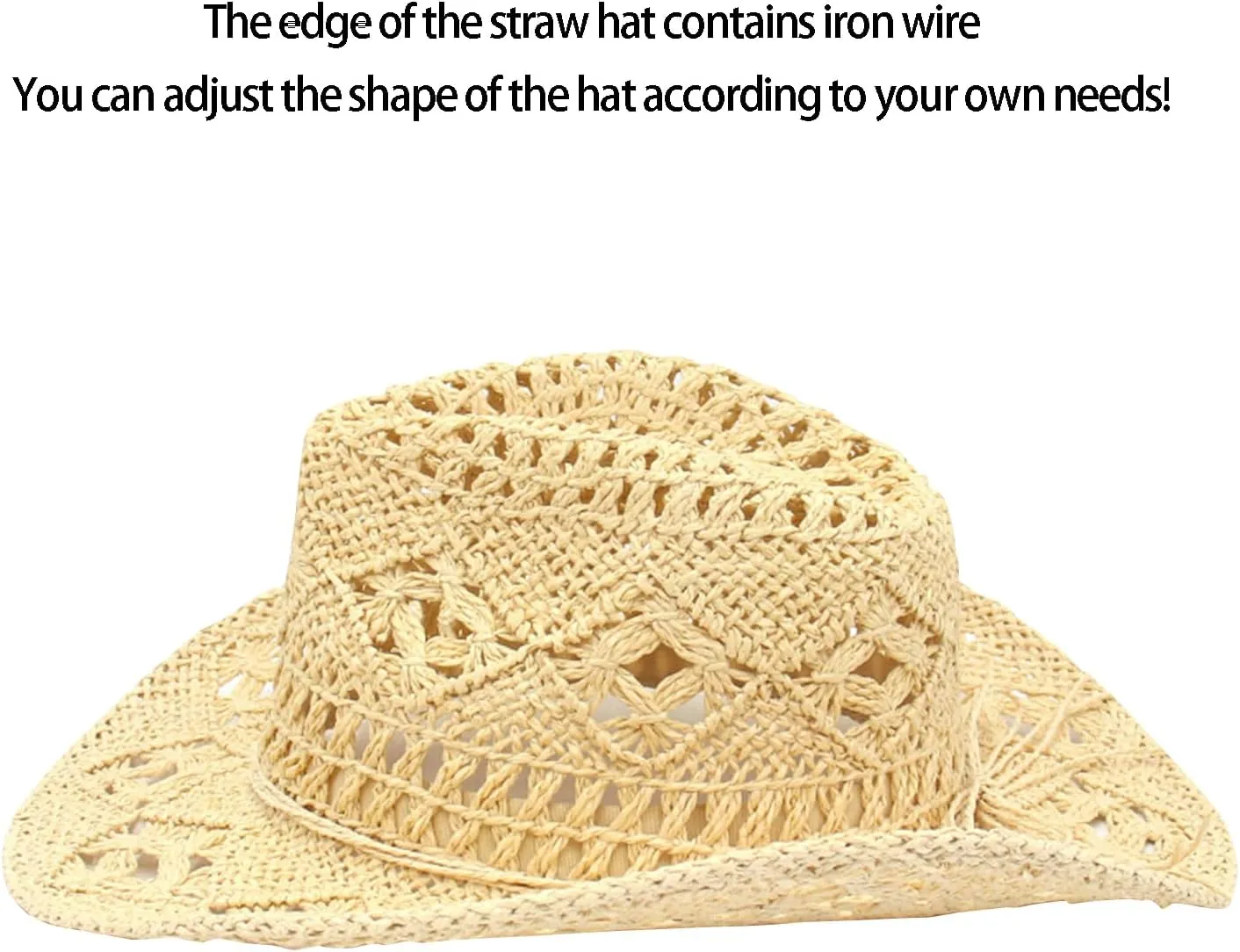 Cowgirl Hat,Straw Cowgirl Hat,Cowgirl Straw Hats for Women,for Beach, Travel and Outdoor,Designed to Fit 22.83 Inch Head