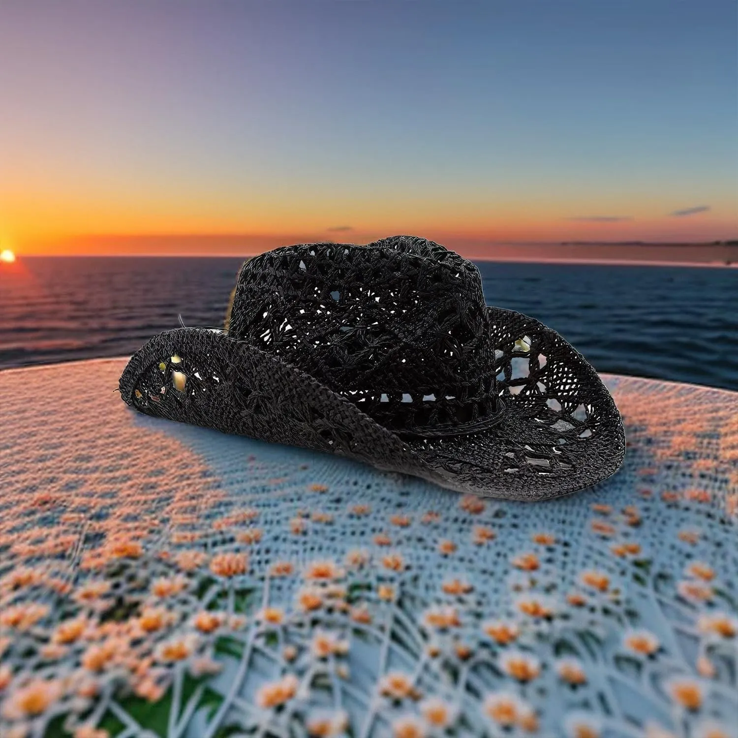 Cowgirl Hat,Straw Cowgirl Hat,Cowgirl Straw Hats for Women,for Beach, Travel and Outdoor,Designed to Fit 22.83 Inch Head