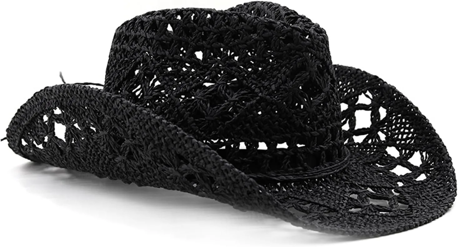 Cowgirl Hat,Straw Cowgirl Hat,Cowgirl Straw Hats for Women,for Beach, Travel and Outdoor,Designed to Fit 22.83 Inch Head
