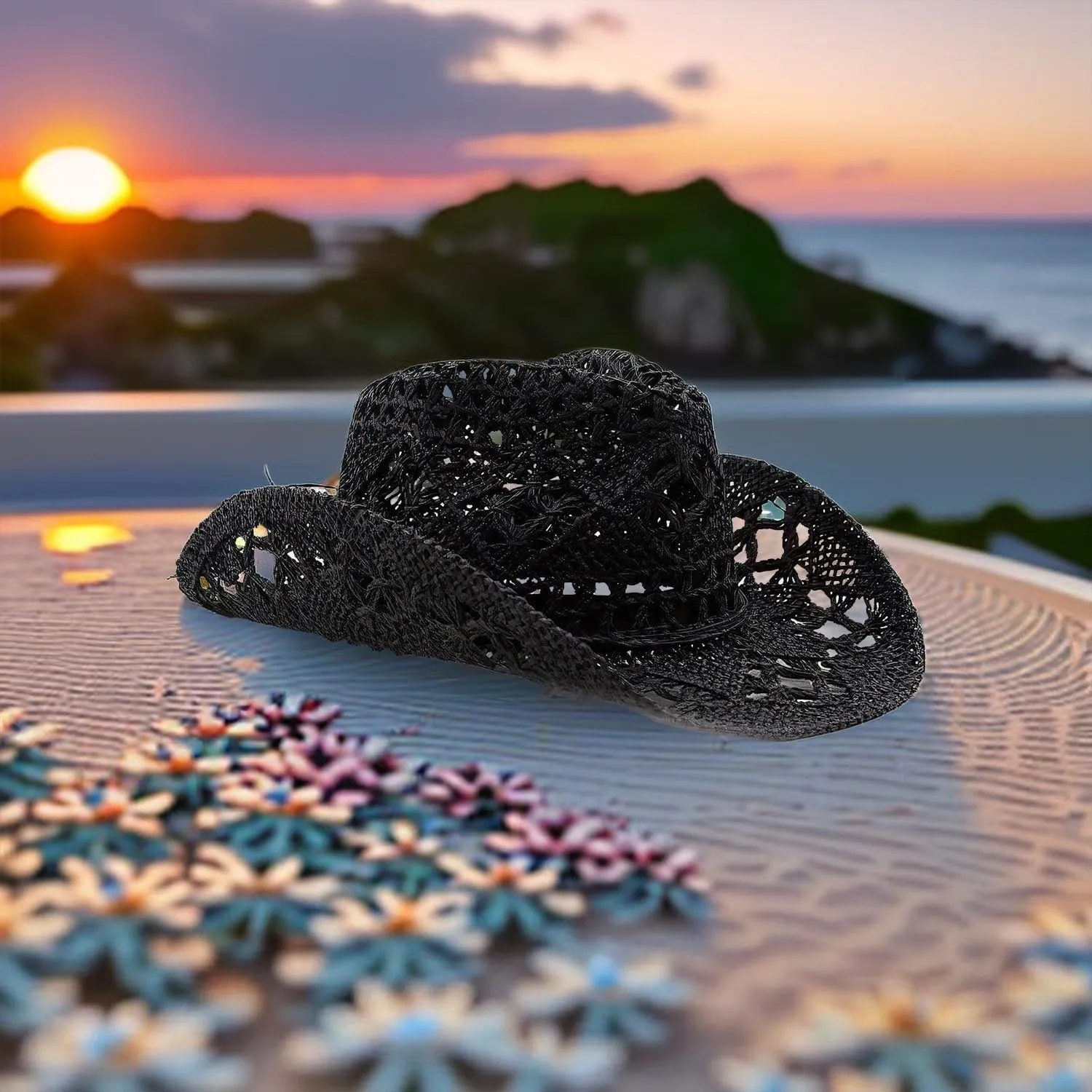 Cowgirl Hat,Straw Cowgirl Hat,Cowgirl Straw Hats for Women,for Beach, Travel and Outdoor,Designed to Fit 22.83 Inch Head