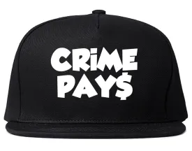 Crime Pays Bubble Letters Money Sign Snapback Hat