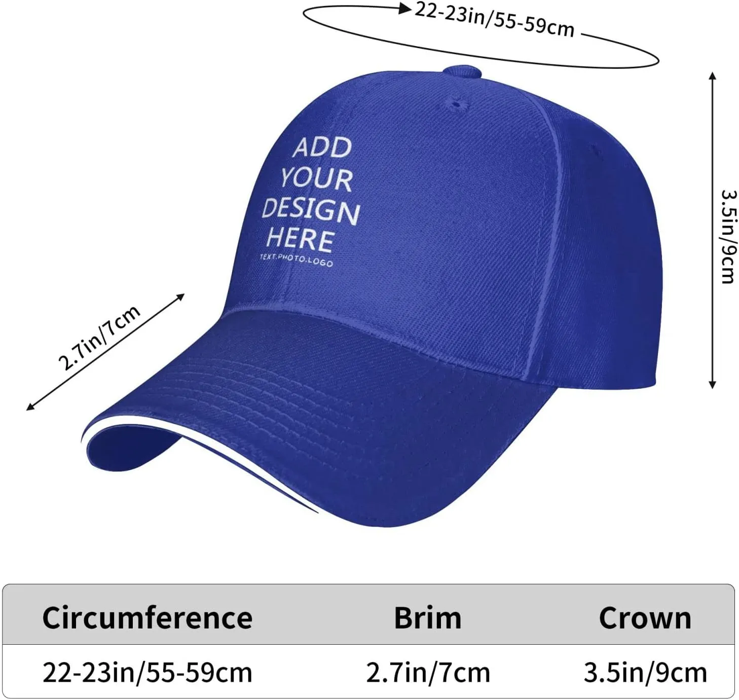 Custom Hat Design Your Own, Personalized Classic Hats for Men Women,Customizable Baseball Cap Dad for Outdoor Adjustable