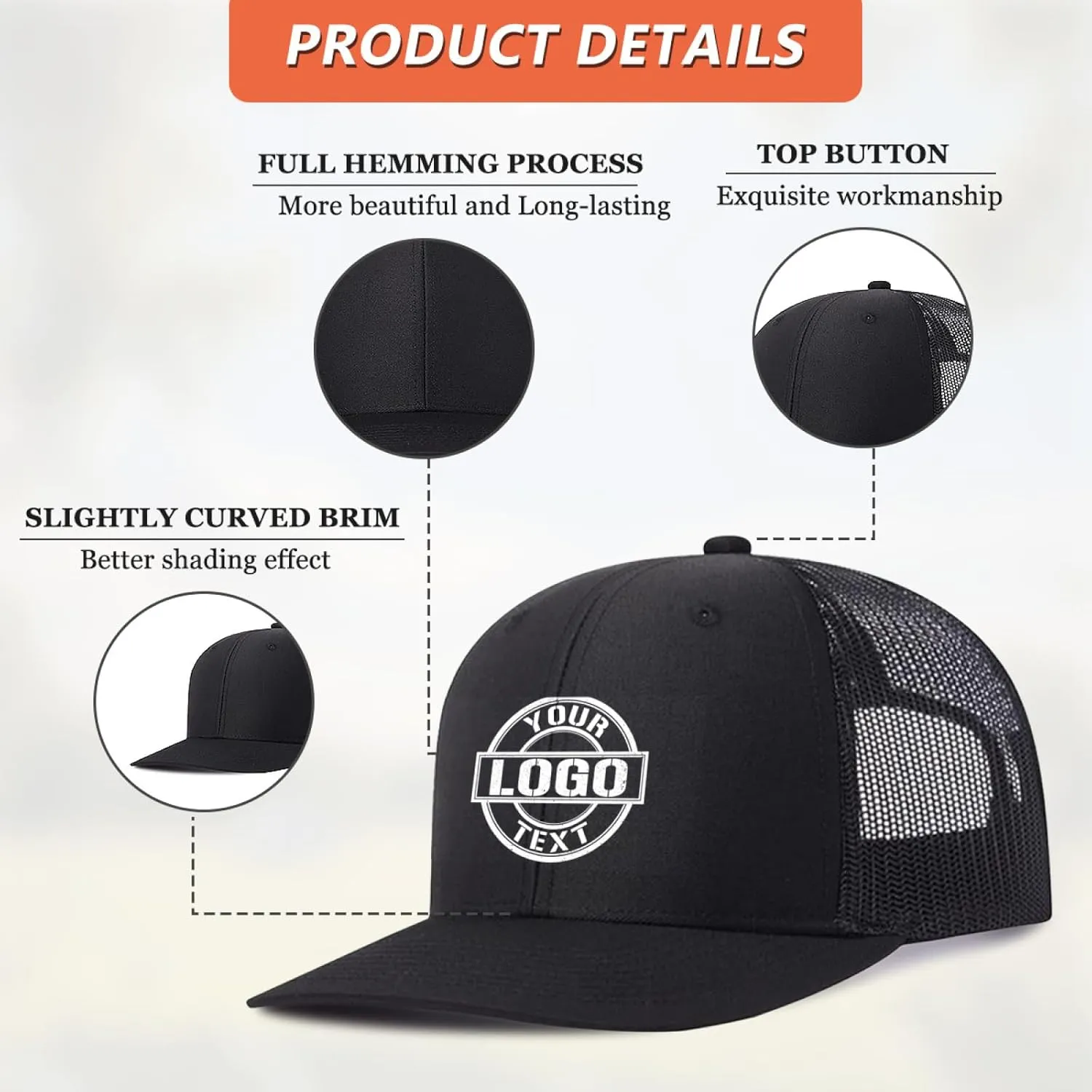 Custom Hats for Men Women Custom Hats Design Your Own Logo Customized Trucker Hat Customize Baseball Hat