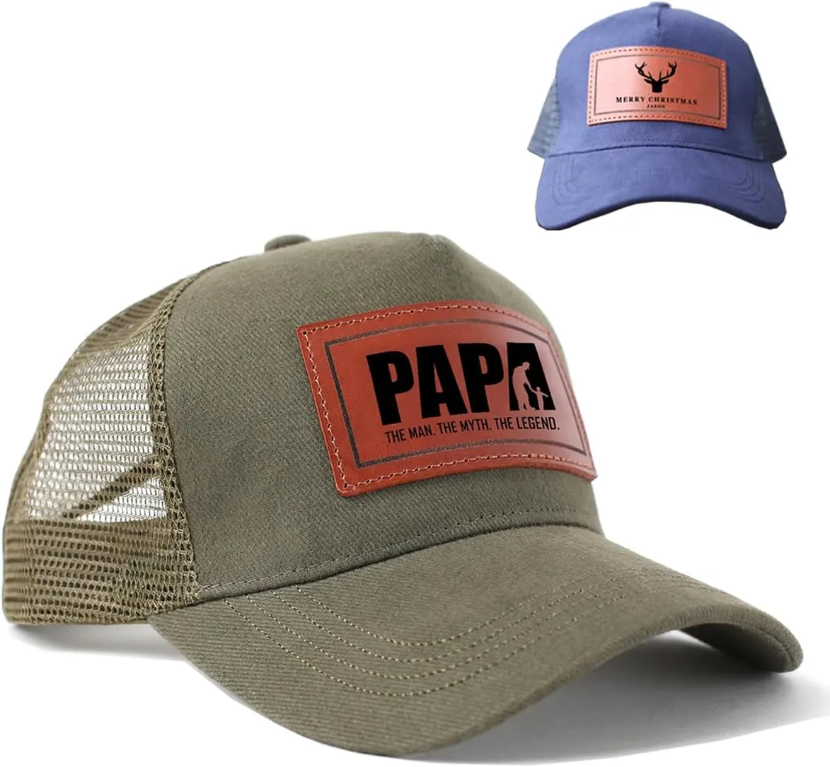 Dad Hat Gift for Father's Day - New Grandpa Gift Trucker Hat for Dad Golf Hat with Custom Leather Patch