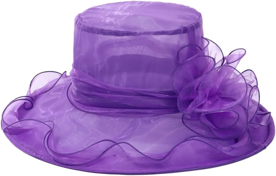 Derby Hats for Women 2025 Women's Elegant Organza Fascinator Sun Hat for Church, Tea Party, Weddings Hats