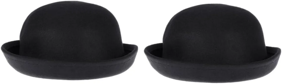 Didiseaon 2Pcs Classic Ladies Felt Hat Elegant Short Brim Cap for Women for Autumn and Outdoor Fashion Black