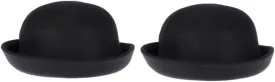Didiseaon 2Pcs Classic Ladies Felt Hat Elegant Short Brim Cap for Women for Autumn and Outdoor Fashion Black