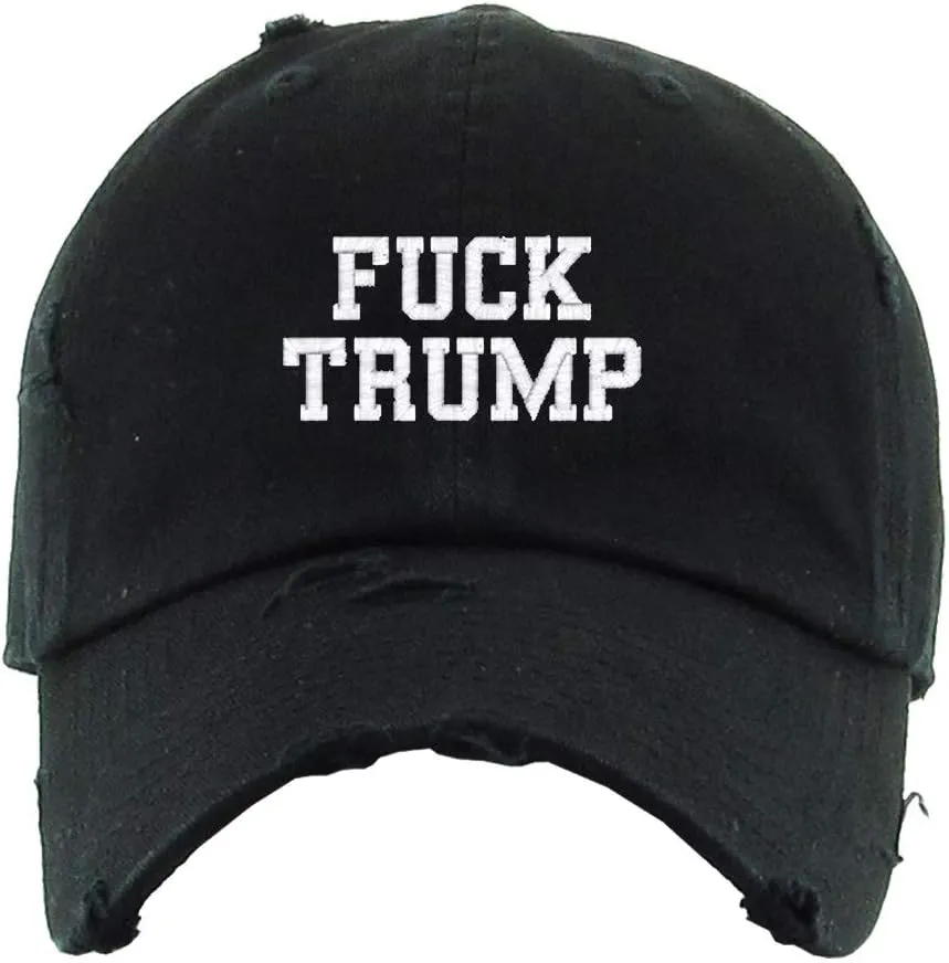 Fuck Trump Vintage Baseball Cap Embroidered Cotton Adjustable Distressed Dad Hat