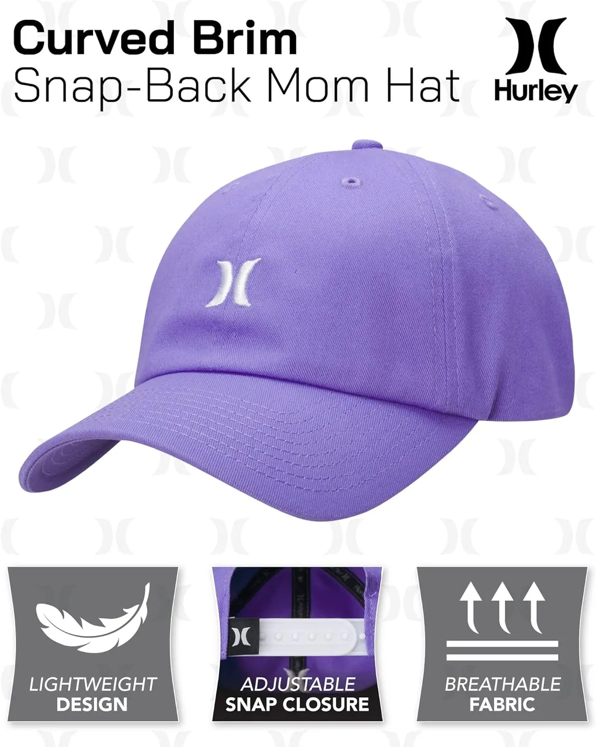 Hurley Women's Baseball Cap - Curved Brim Mom Iconic Trucker Hats for Women