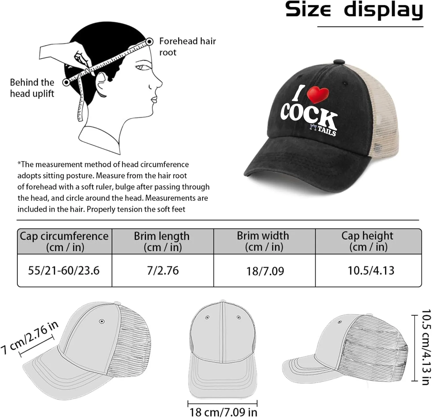 I Love Cocktails Hat Trucker Hat Men Funny Mesh Hats for Summer