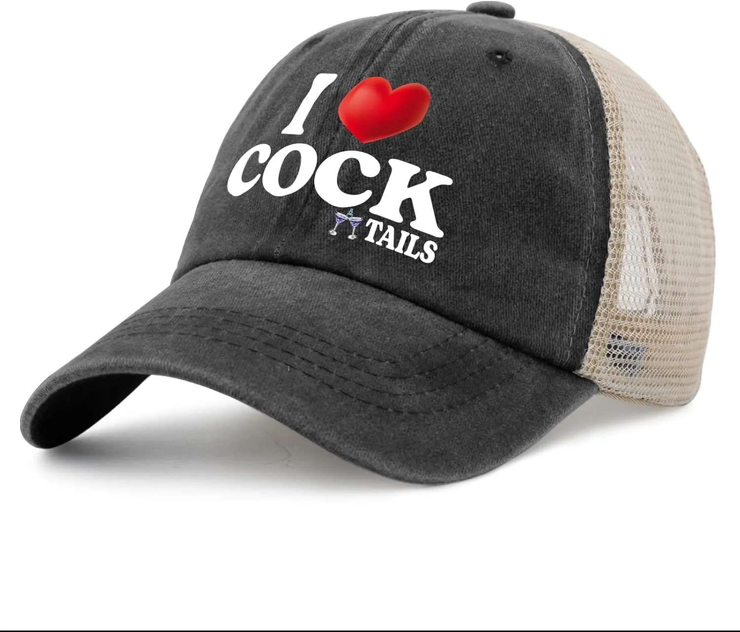 I Love Cocktails Hat Trucker Hat Men Funny Mesh Hats for Summer