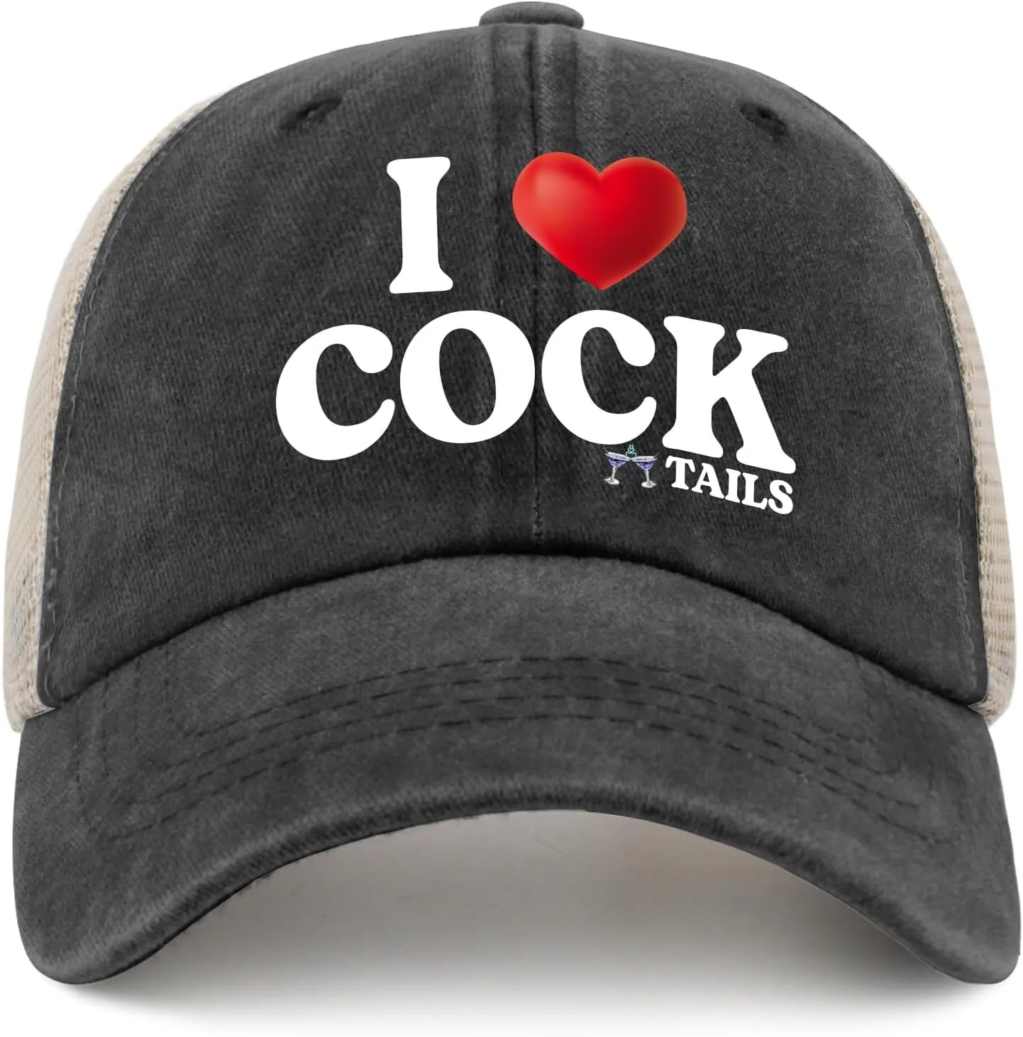 I Love Cocktails Hat Trucker Hat Men Funny Mesh Hats for Summer