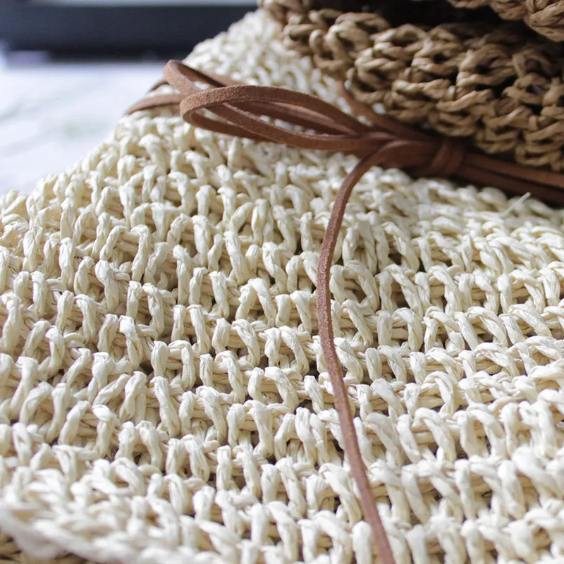 Ladies Sun Hat For Women Bowknot Raffia Straw Hat Foldable Summer Hat
